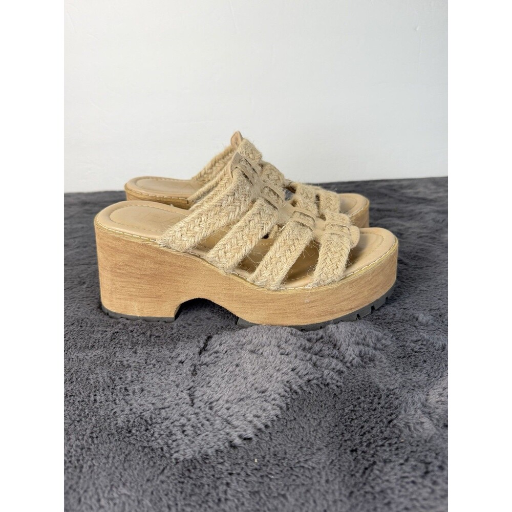 Beach by Matisse Daze Women’s 9M Tan Jute Braided Platform Chunky Heel Sandals
